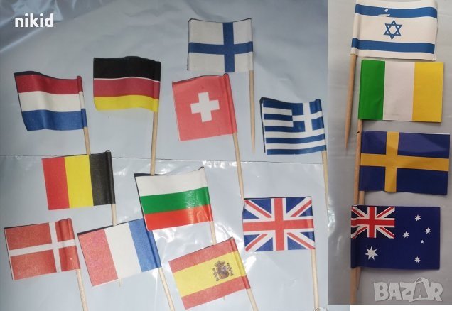 25 бр хартиени коктейлни знамена флагчета клечки Америка Канада Англия Франция Германия Австралия  , снимка 2 - Други - 28094296