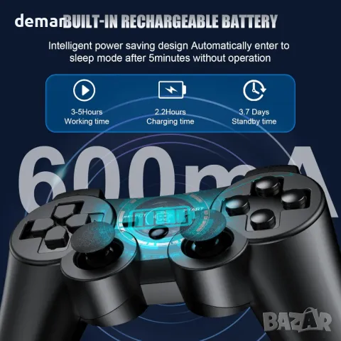 Zexrow PS3 безжичен контролер, за PS3, с двойна вибрация, USB зареждане, 2 броя, снимка 3 - Аксесоари - 49794261