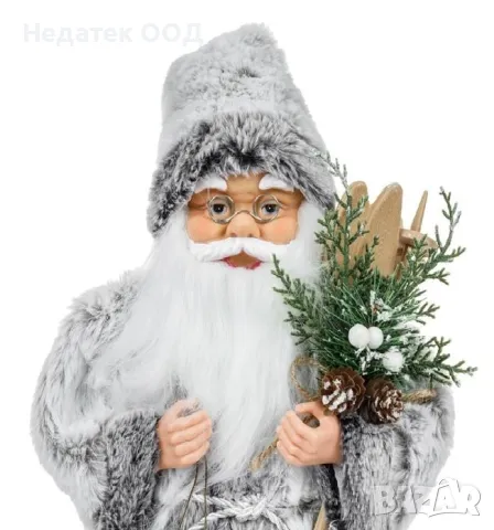 Коледна декоративна фигура, Дядо Коледа, Сив, 45 см, снимка 3 - Декорация за дома - 48375790
