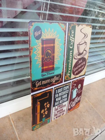 Метална табела кафе колаж кафемелачка пий кафенце повече кафенето, снимка 2 - Декорация за дома - 49801867
