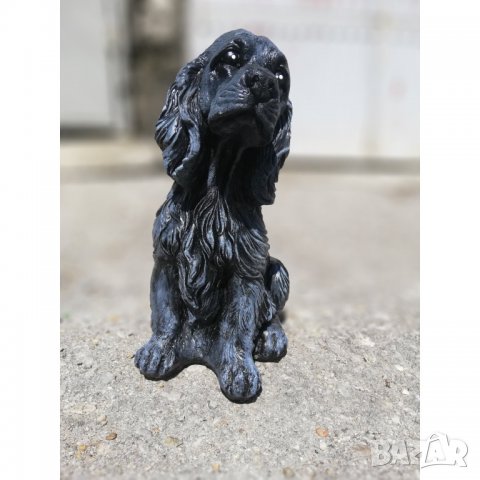 Фигура - статуя от бетон на куче Кокер Шпаньол - патирана в черен и бял цвят, снимка 11 - Градински мебели, декорация  - 32447390
