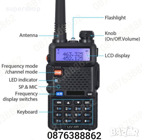 Двубандова Радиостанция Baofeng 5R , Радиостанции с обхват до 8км.,8W, снимка 4 - Друга електроника - 39550471