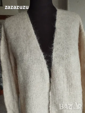 BIK BOK мохер и вълна, дълга дамска жилетка, цвят пудра