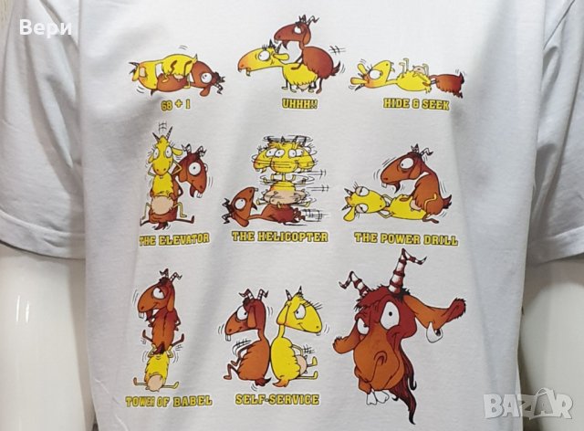 Нова мъжка забавна тениска с трансферен печат Секс пози, кози, закачки, снимка 2 - Тениски - 28295659