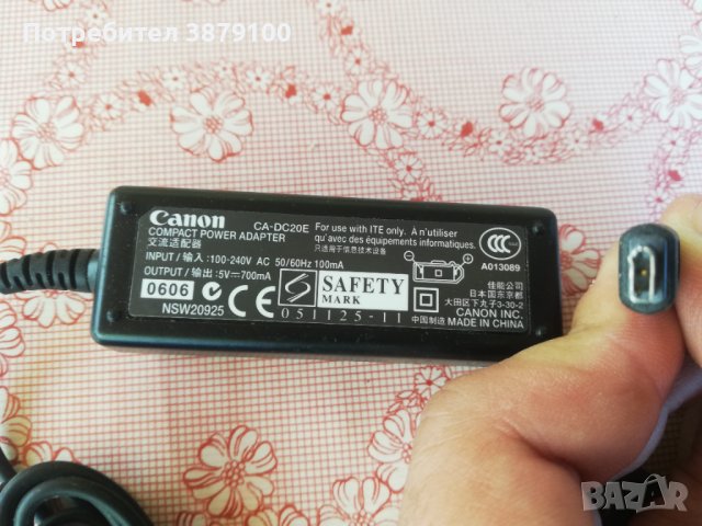 Зарядно адаптор Canon 5v 700mA  CA-DC20E, снимка 2 - Друга електроника - 42995232