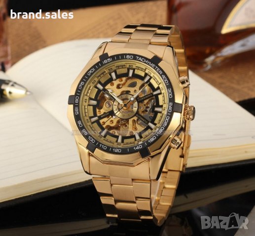 Мъжки механичен часовник в златисто , снимка 2 - Мъжки - 42985570