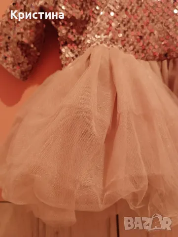 Комплект розови рокли за майка и дъщеря от кадифе с пайети и тюл!, снимка 11 - Рокли - 48654354