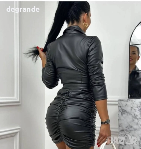 Уникална кожена рокля, снимка 3 - Рокли - 51444616