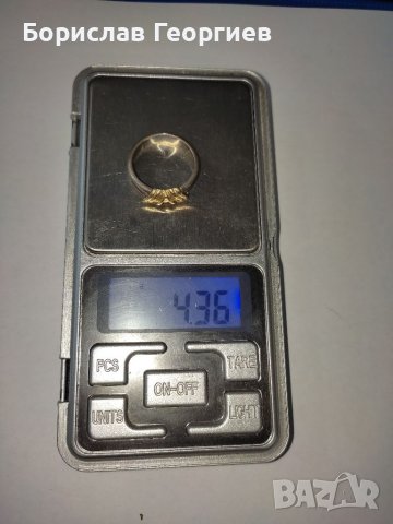Сребърен пръстен 925 със злато 14 С, снимка 1 - Пръстени - 38253204