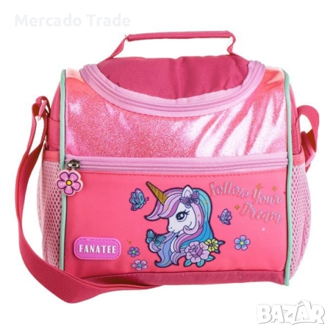 Термочанта за храна в цикламен цвят с дизайн Еднорог, За момичета