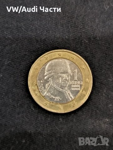 Монета 1 евро Австрия 2008г. Моцарт , снимка 2 - Нумизматика и бонистика - 48841298