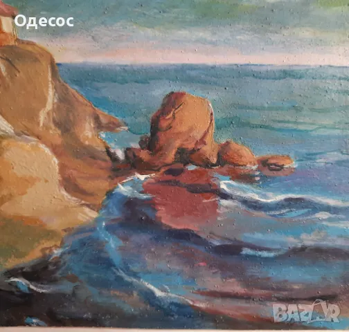 Георги Велчев,Стара маслена картина,Созопол 1936г, снимка 3 - Антикварни и старинни предмети - 49034483