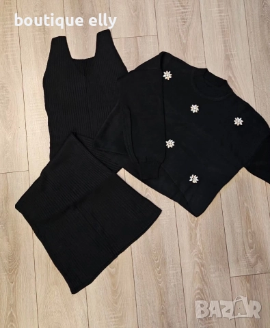 дамски комплект рокля с пуловер в 4 цвята, снимка 4 - Рокли - 52643585