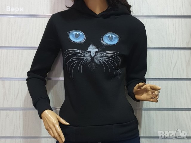 Нов дамски суичър с 3D трансферен печат Котка със сини очи, снимка 7 - Суичъри - 27537021