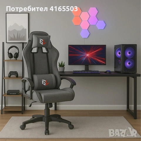 Ергономичен геймърски офис стол с лумбална и шийна опора – комфорт за игра и работа без умора, снимка 3 - Столове - 53059721