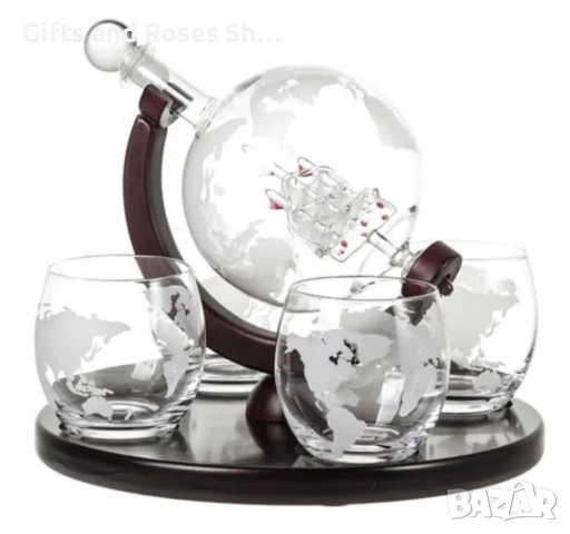 Стъклен комплект за уиски - декантер и 4 чаши, снимка 1