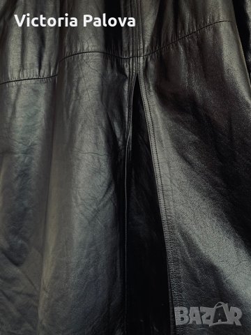 Дълъг черен кожен тренчкот,тренд, снимка 11 - Палта, манта - 32318250