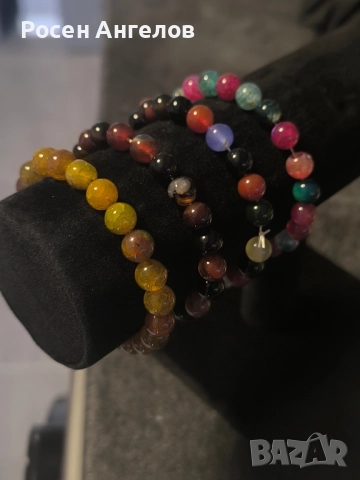 Гривни Естествен Ахат 6мм, снимка 6 - Гривни - 52198479