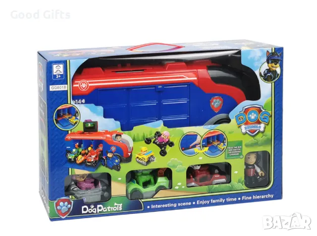 Пес Патрул Камион Paw Patrol с 3 колички и Райдър, Отварящ се, Автовоз , снимка 4 - Коли, камиони, мотори, писти - 47279248