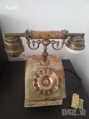 Старинен ретро винтидж домашен телефон изработен от ценни естествени натвриали:бронз и мрамор, оникс, снимка 11 - Други - 48355860
