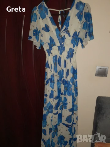 Рокля в турско синьо, снимка 3 - Рокли - 51214259