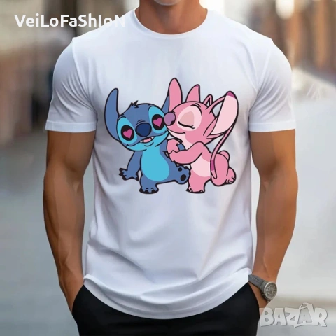 Нова мъжка тениска с героите Стич и Ейнджъл (Stitch & Angel), снимка 3 - Тениски - 47237982