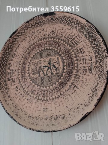 гръцка керамична чиния 32 см за окачване на стена, от остров Родос, снимка 3 - Декорация за дома - 39288965