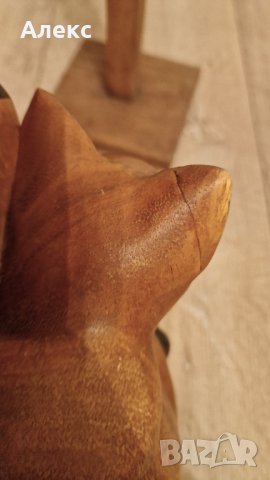 Колекционерска масивна дървена котка, 1980г, снимка 2 - Антикварни и старинни предмети - 43291091