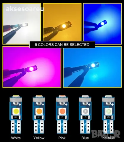  Нова T5 Led крушка 3SMD с 3030 чипове Супер ярки крушки за автомобилни табла Лампа на арматурното, снимка 17 - Аксесоари и консумативи - 50389893