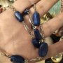 Авторска сребърна огърлица с естествен лапис лазули , снимка 2