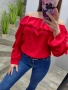 Червена блуза с блясък, снимка 5
