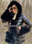 Черно яке гъши пух от висококачествен шушляк с естествен косъм черна лисица , снимка 1 - Палта, манта - 27580417