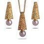 М2 Красиви Бижута Комплект Колие и Обеци с Автентична Речна Перла перли с оцветители , снимка 2