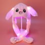 Подвижна шапка зайче с мърдащи се уши и LED светлини / Цвят: Розов, Син / 