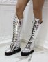 Ботуши на платформа - сребриста лъскава кожа с черно ходило - BPL200, снимка 2