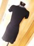 Черна къса еластична рокля с черно-бели връзки и яка С, снимка 4