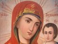 Руска домашна празнична икона Тихвинская чудотворна богородица от 19-ти век, снимка 5