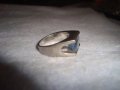 КРАСИВ АРТ ДЕКО ПРЪСТЕН Нерж. СТОМАНА с БЯЛА ПОЗЛАТА и ГОЛЯМ ЮВЕЛИРНО ФАСЕТИРАН САПФИР КРИСТАЛ 20287, снимка 14