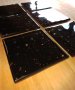 Комплект луксозни подложки за сервиране (coasters) textured glass черни с бронзови люспи, снимка 6