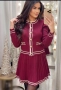 Хит!  Комплект градски шик от пола и скъсена жилетка, фино претиво, бордо, снимка 2