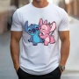 Нова мъжка тениска с героите Стич и Ейнджъл (Stitch & Angel), снимка 3