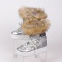 Дамски зимни апрески в сребристо сив цвят, с бежово пухче от еко-косъм в горната част, снимка 1 - Дамски апрески - 43621872