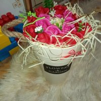 конус кашпа със сапунени рози , снимка 8 - Изкуствени цветя - 44004173