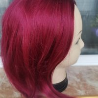 Нова  права червена перука БОБ без бретон - 35см- мод.96, снимка 5 - Аксесоари за коса - 23030464