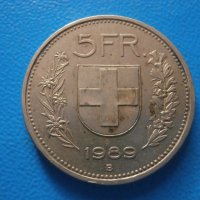5 франка 1989 , снимка 1 - Нумизматика и бонистика - 43015455