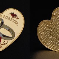 Монета сърце с надпис " Заедно завинаги " и надпис " обичам те " на различни езици, снимка 1 - Романтични подаръци - 27345178