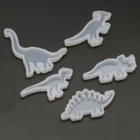 5 бр малки плитки динозавър форми силиконов молд фигурки за фондан смола бижута шоколад , снимка 1 - Форми - 28046789