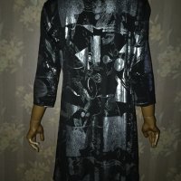 Wearhouse XL-Официална  еластична туника/рокля/ в черно с абстрактни сребристи фигури , снимка 4 - Туники - 43420143