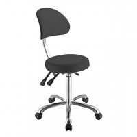 Козметичен/фризьорски стол - табуретка с облегалка Comfort 53/73 см - бяла/сива, снимка 1 - Друго оборудване - 28214448