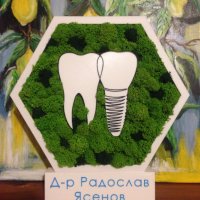 Подарък за зъболекар или зъботехник. Шестоъгълник с лого зъб и имплант, украсен със скандинавски мъх, снимка 3 - Други - 40593206